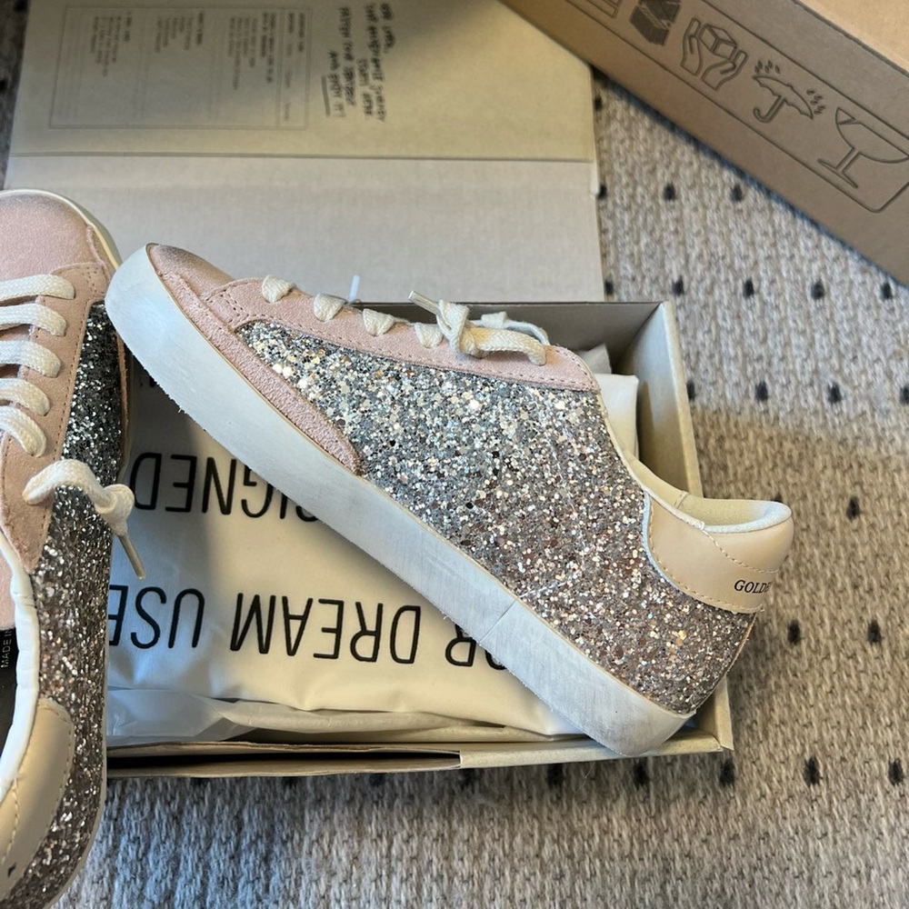 Golden Goose silver sequin flat shoes board shoes - Picture 3 of 7